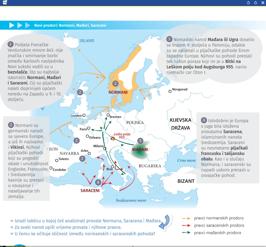 Karta provala Normana, Mađara i Saracena